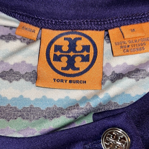 Tory Burch Silk Knit Blue Striped Tunic Mini Column Dress - M - Picture 9 of 11